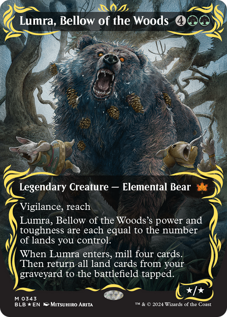 Lumra, Bellow of the Woods (Borderless) (Raised Foil) [Bloomburrow] | Gaming Infinity