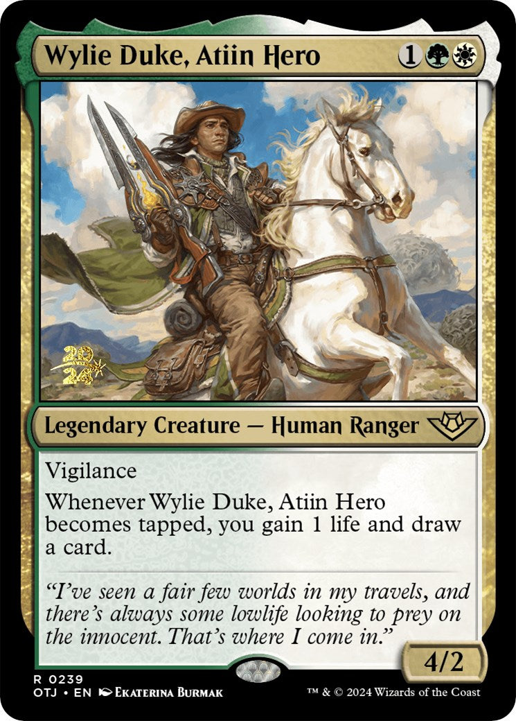 Wylie Duke, Atiin Hero [Outlaws of Thunder Junction Prerelease Promos] | Gaming Infinity