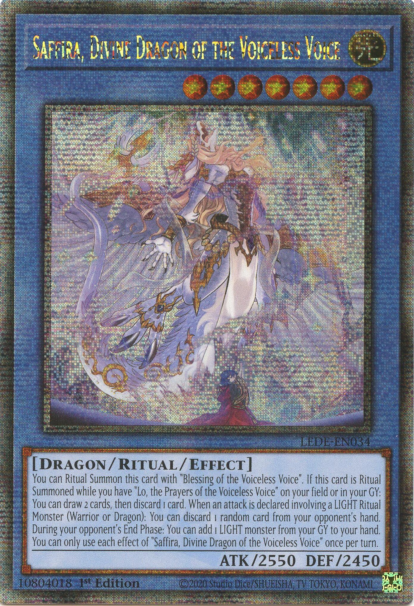 Saffira, Divine Dragon of the Voiceless Voice (Quarter Century Secret Rare) [LEDE-EN034] Quarter Century Secret Rare | Gaming Infinity