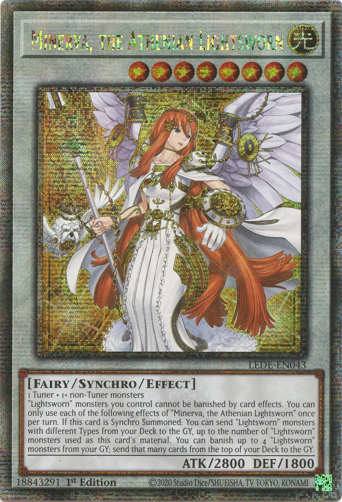 Minerva, the Athenian Lightsworn (Quarter Century Secret Rare) [LEDE-EN043] Quarter Century Secret Rare | Gaming Infinity