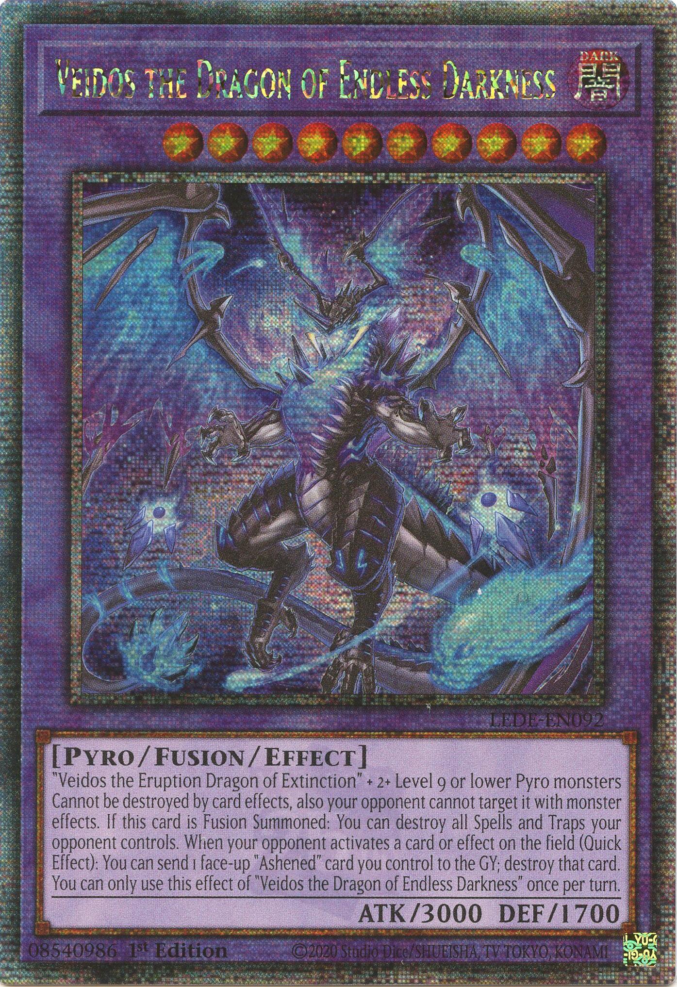 Veidos the Dragon of Endless Darkness (Quarter Century Secret Rare) [LEDE-EN092] Quarter Century Secret Rare | Gaming Infinity