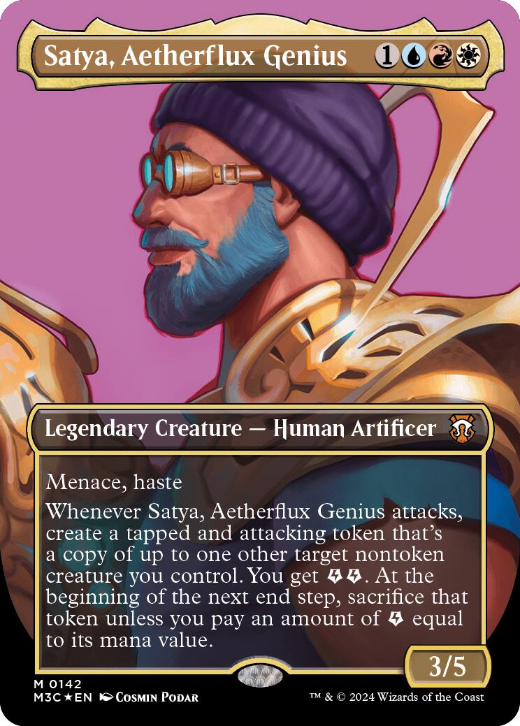 Satya, Aetherflux Genius (Borderless) (Ripple Foil) [Modern Horizons 3 Commander] | Gaming Infinity