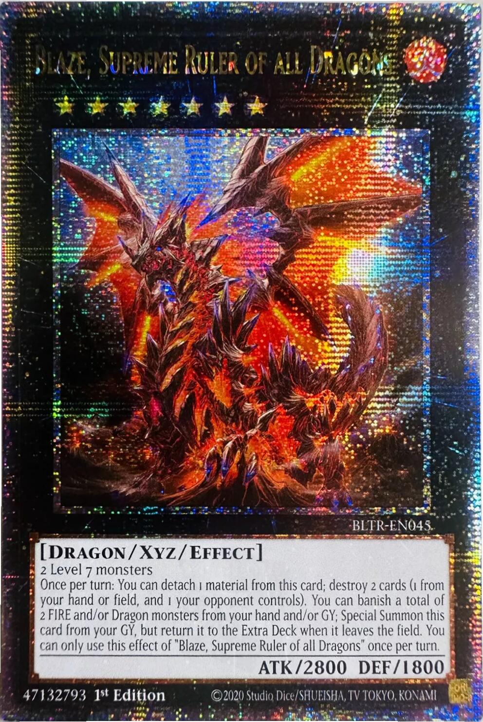 Blaze, Supreme Ruler of all Dragons (Quarter Century Secret Rare) [BLTR-EN045] Quarter Century Secret Rare | Gaming Infinity