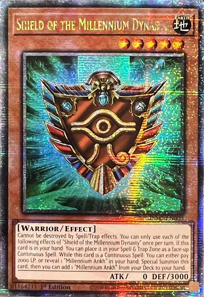 Shield of the Millennium Dynasty (Quarter Century Secret Rare) [INFO-EN003] Quarter Century Secret Rare | Gaming Infinity