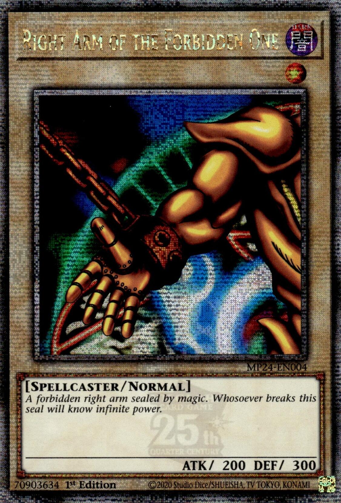 Right Arm of the Forbidden One [MP24-EN004] Quarter Century Secret Rare | Gaming Infinity