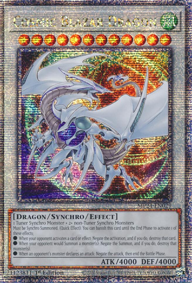 Cosmic Blazar Dragon [MP24-EN029] Quarter Century Secret Rare | Gaming Infinity