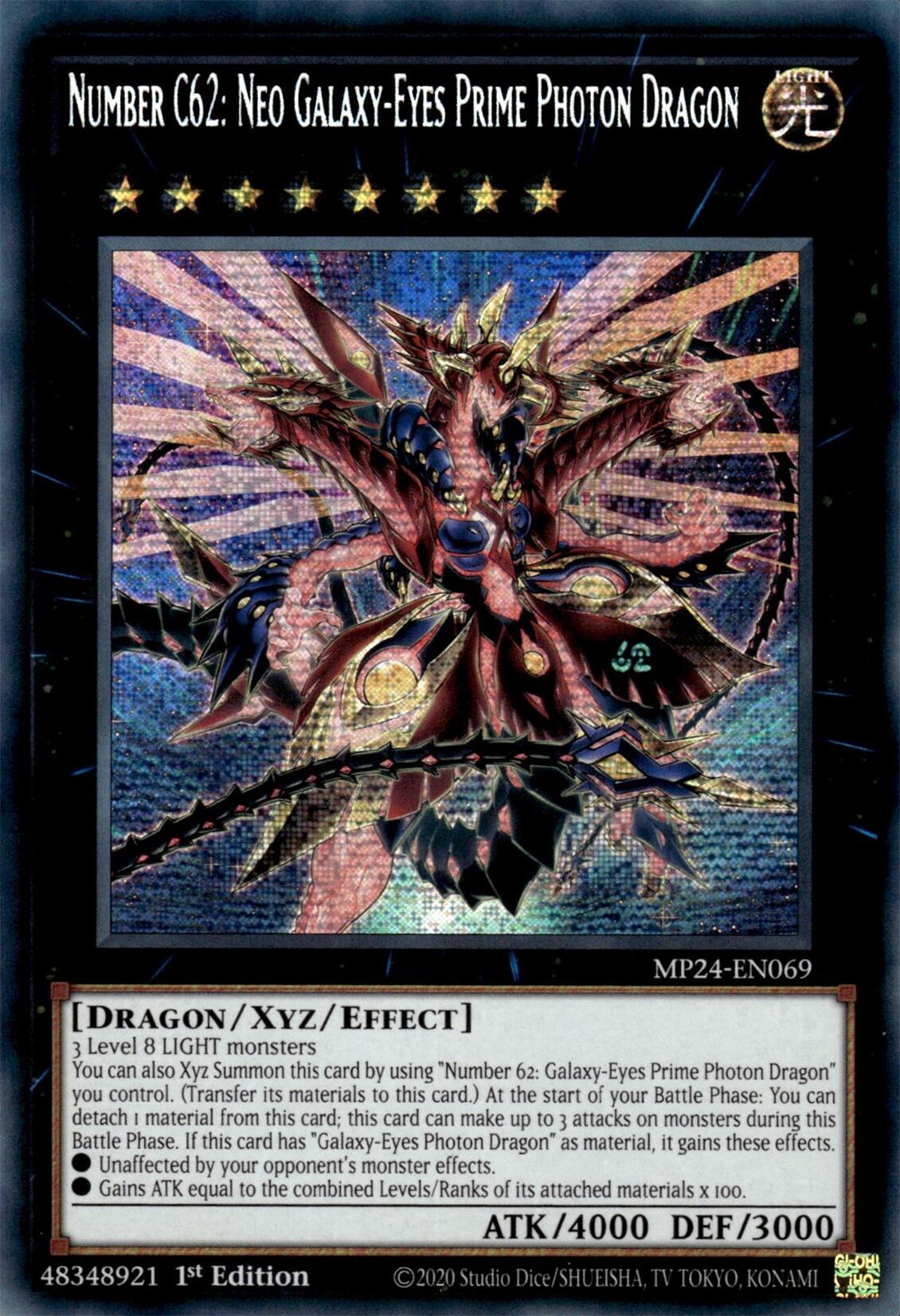 Number C62: Neo Galaxy-Eyes Prime Photon Dragon [MP24-EN069] Prismatic Secret Rare | Gaming Infinity