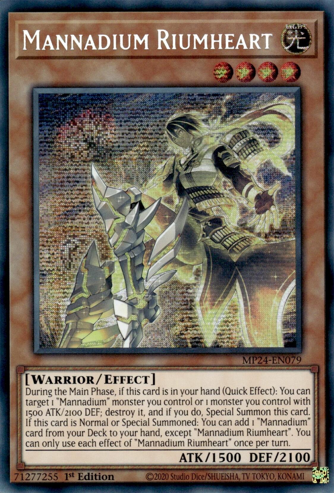 Mannadium Riumheart [MP24-EN079] Prismatic Secret Rare | Gaming Infinity