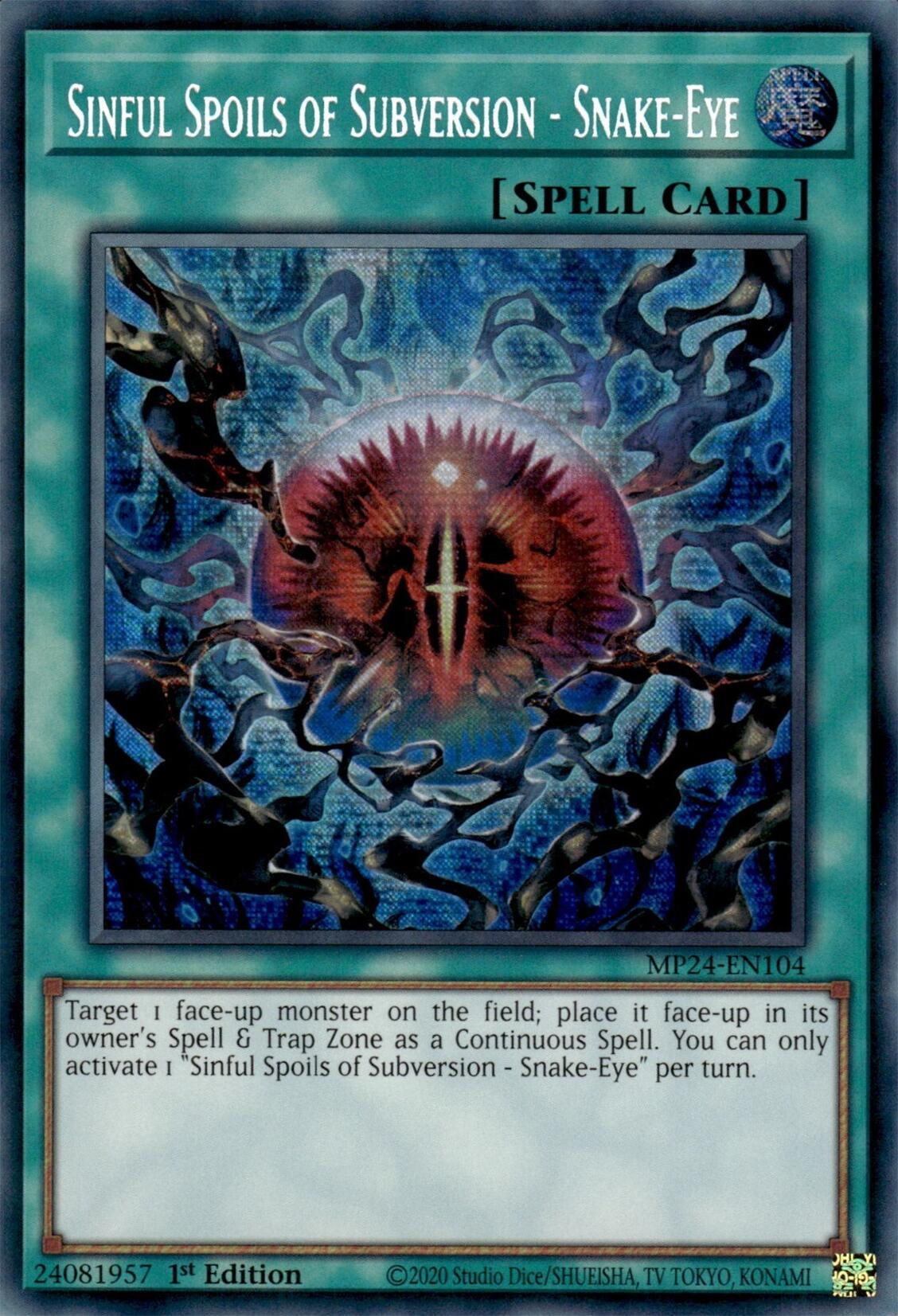 Sinful Spoils of Subversion - Snake-Eye [MP24-EN104] Prismatic Secret Rare | Gaming Infinity