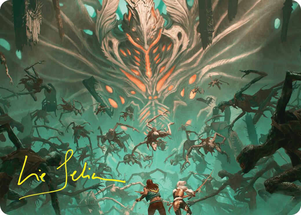 Valgavoth's Onslaught Art Card (Gold-Stamped Signature) [Duskmourn: House of Horror Art Series] | Gaming Infinity