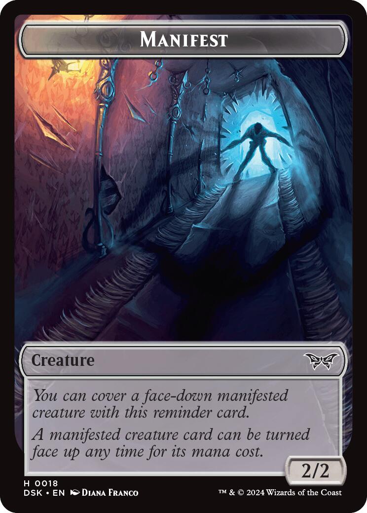 Spirit (0006) // Manifest Double-Sided Token [Duskmourn: House of Horror Tokens] | Gaming Infinity