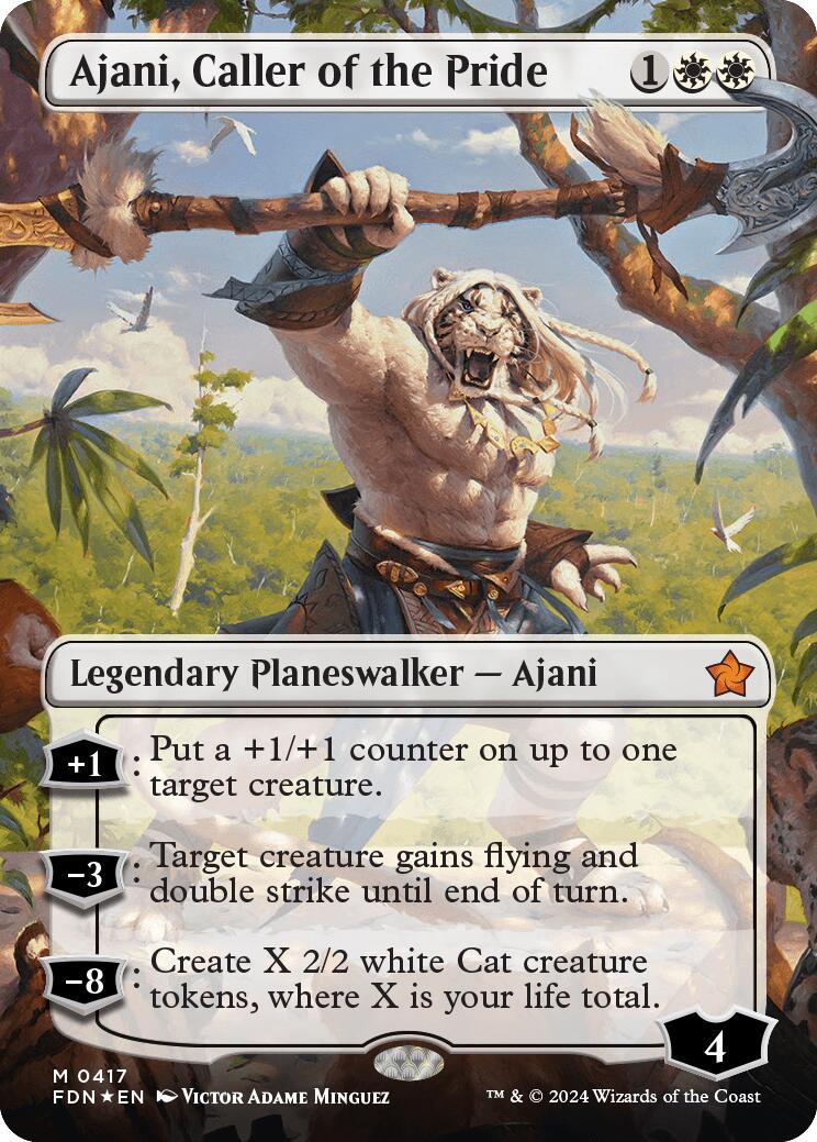 Ajani, Caller of the Pride (Borderless) (Mana Foil) [Foundations] | Gaming Infinity