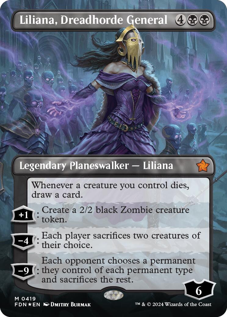 Liliana, Dreadhorde General (Borderless) (Mana Foil) [Foundations] | Gaming Infinity