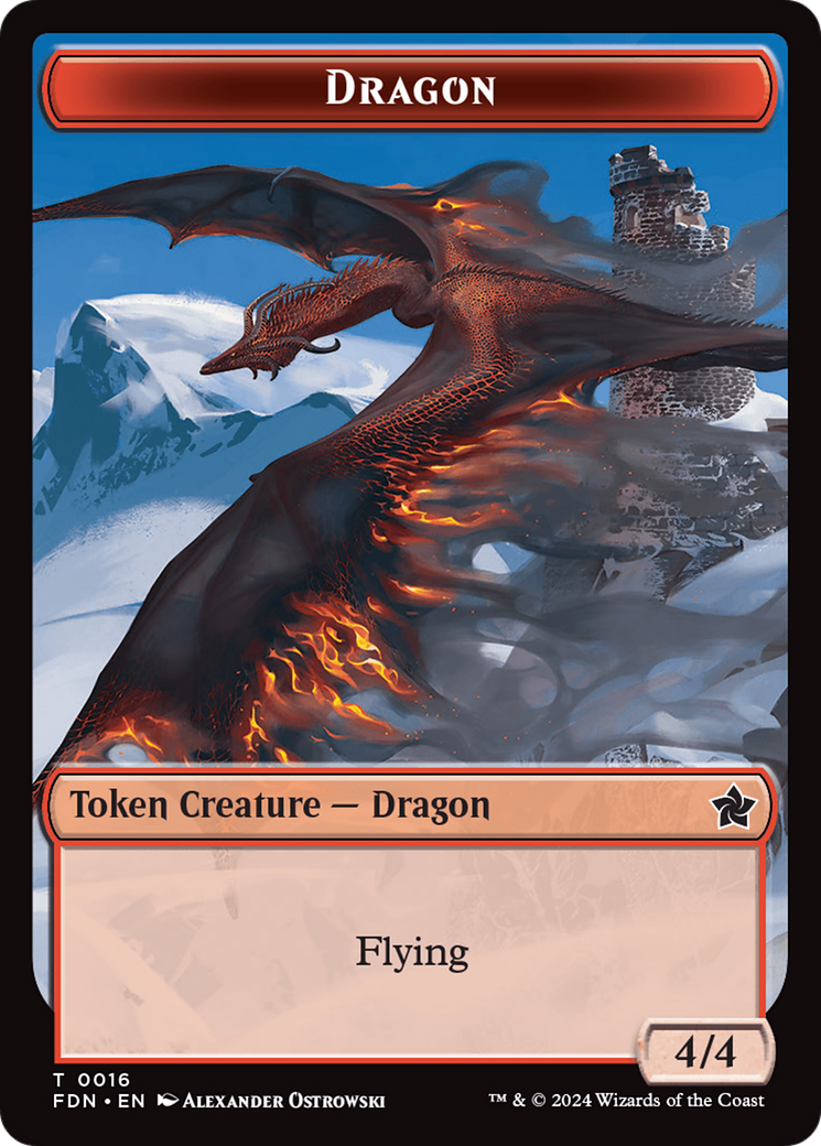 Dragon (0016) // Dragon (0017) Doubled-Sided Token [Foundations Tokens] | Gaming Infinity