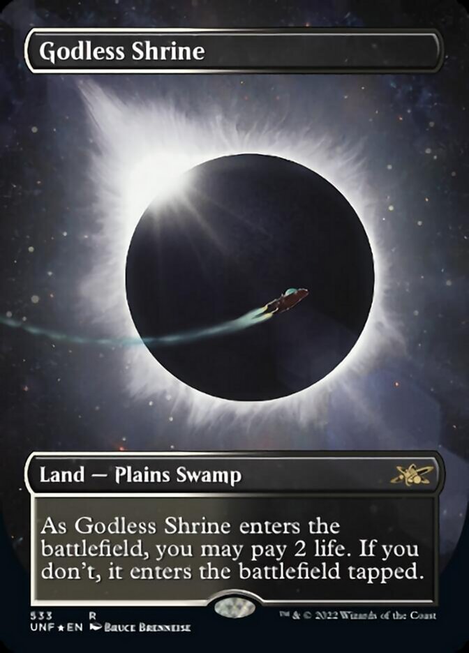 Godless Shrine (Borderless) (Galaxy Foil) [Unfinity] | Gaming Infinity