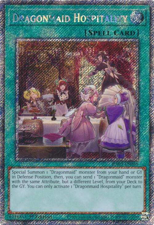 Dragonmaid Hospitality (Platinum Secret Rare) [RA03-EN068] Platinum Secret Rare | Gaming Infinity