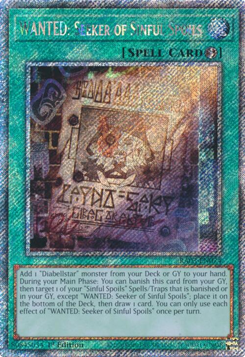 WANTED: Seeker of Sinful Spoils (Platinum Secret Rare) [RA03-EN074] Platinum Secret Rare | Gaming Infinity
