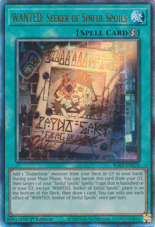 WANTED: Seeker of Sinful Spoils (UTR) [RA03-EN074] Prismatic Ultimate Rare | Gaming Infinity