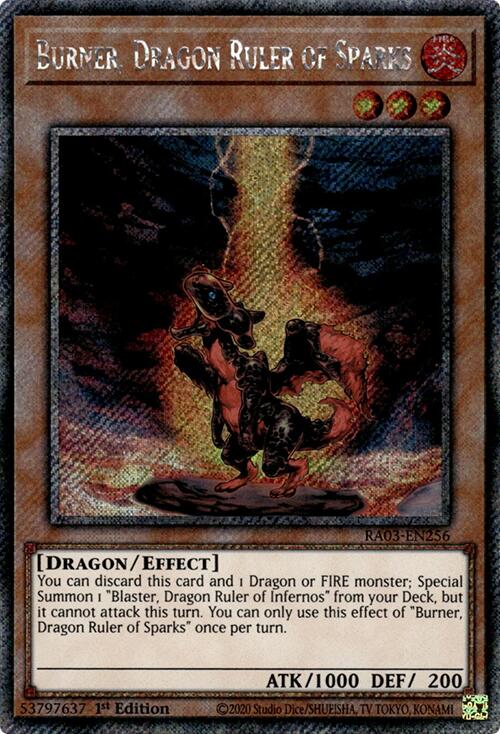 Burner, Dragon Ruler of Sparks (Platinum Secret Rare) [RA03-EN256] Platinum Secret Rare | Gaming Infinity