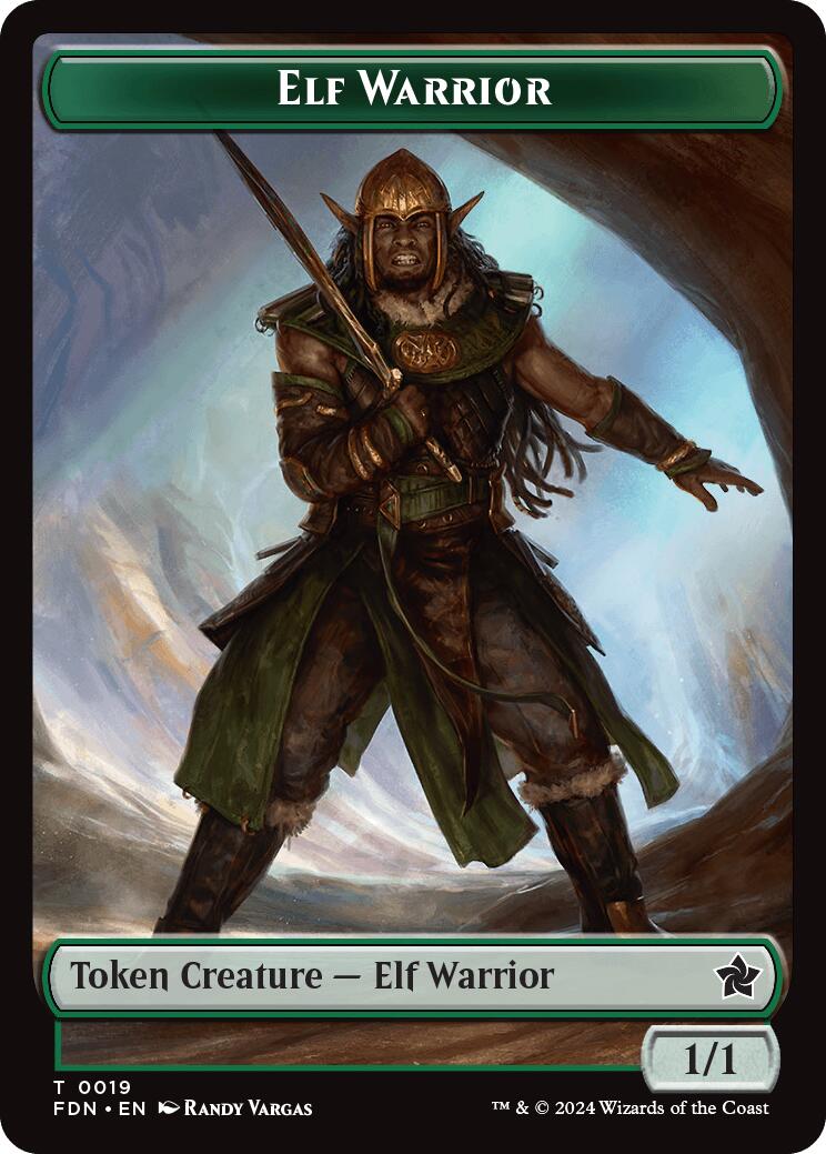 Elf Warrior // Raccoon Doubled-Sided Token [Foundations Tokens] | Gaming Infinity