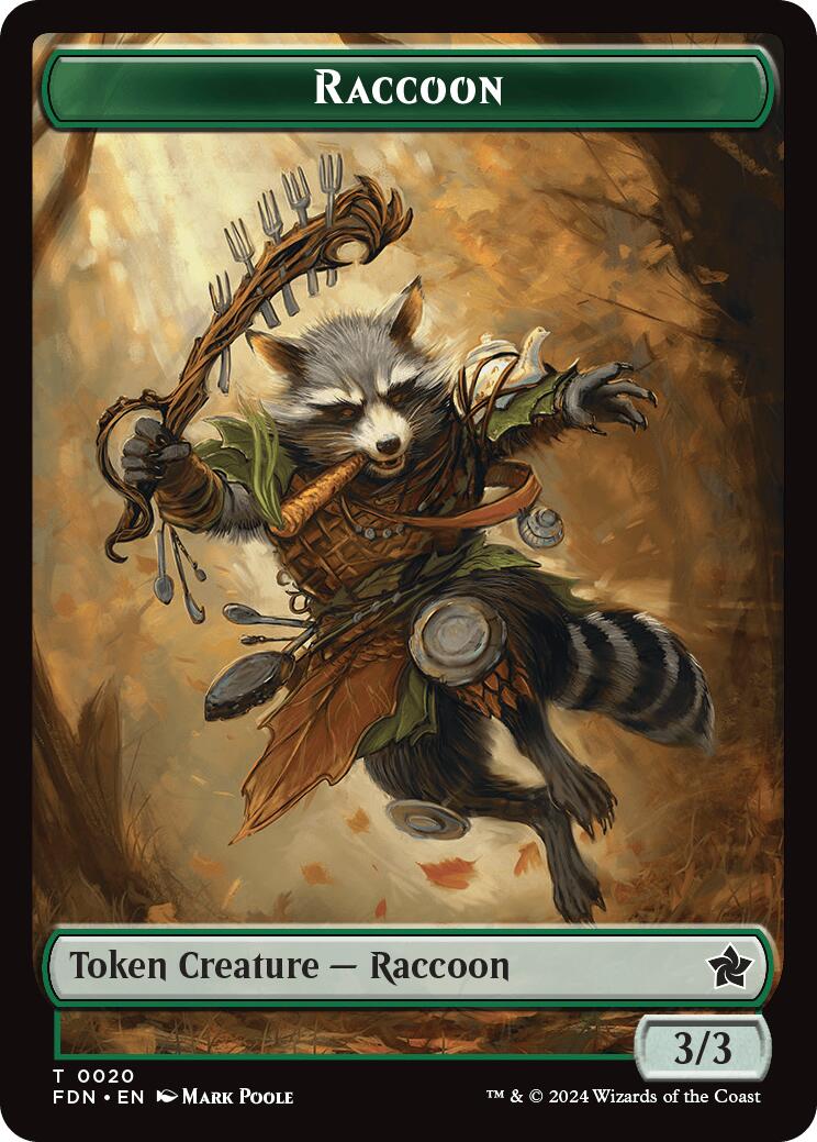 Elf Warrior // Raccoon Doubled-Sided Token [Foundations Tokens] | Gaming Infinity