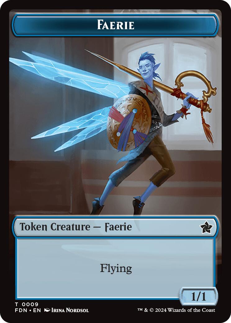 Faerie // Fish Doubled-Sided Token [Foundations Tokens] | Gaming Infinity