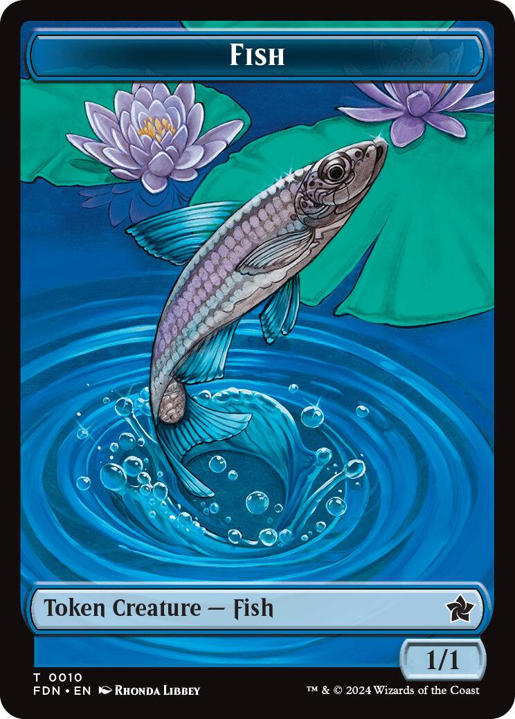 Faerie // Fish Doubled-Sided Token [Foundations Tokens] | Gaming Infinity