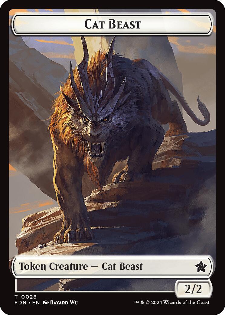 Cat Beast // Dragon (0017) Double-Sided Token [Foundations Tokens] | Gaming Infinity