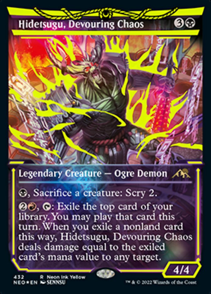 Hidetsugu, Devouring Chaos (Neon Ink Yellow) [Kamigawa: Neon Dynasty] | Gaming Infinity