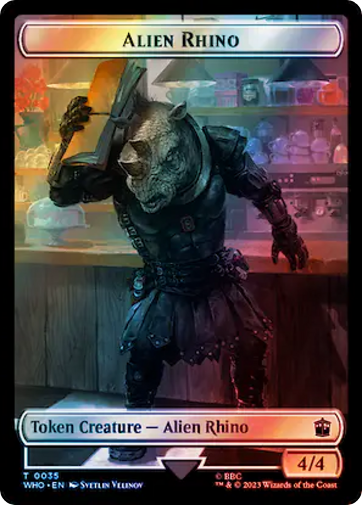 Alien Rhino // Clue (0054) Double-Sided Token (Surge Foil) [Doctor Who Tokens] | Gaming Infinity