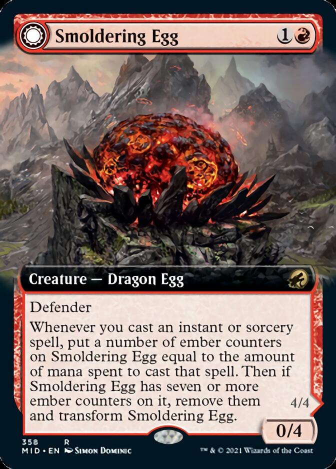 Smoldering Egg // Ashmouth Dragon (Extended Art) [Innistrad: Midnight Hunt] | Gaming Infinity