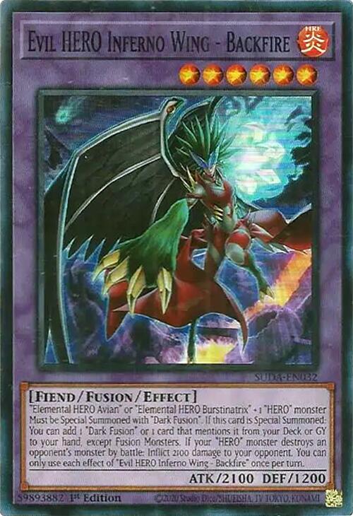 Evil HERO Inferno Wing - Backfire [SUDA-EN032] Super Rare | Gaming Infinity
