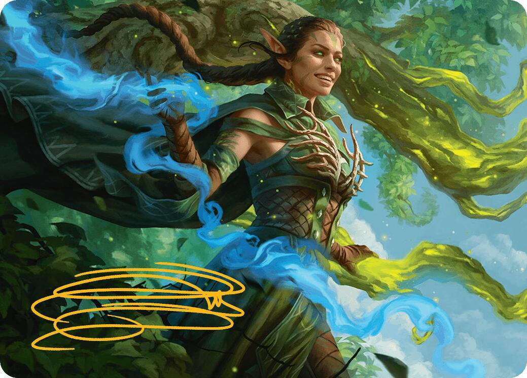 Nissa, Worldsoul Speaker Art Card (Gold-Stamped Signature) [Aetherdrift Art Series] | Gaming Infinity