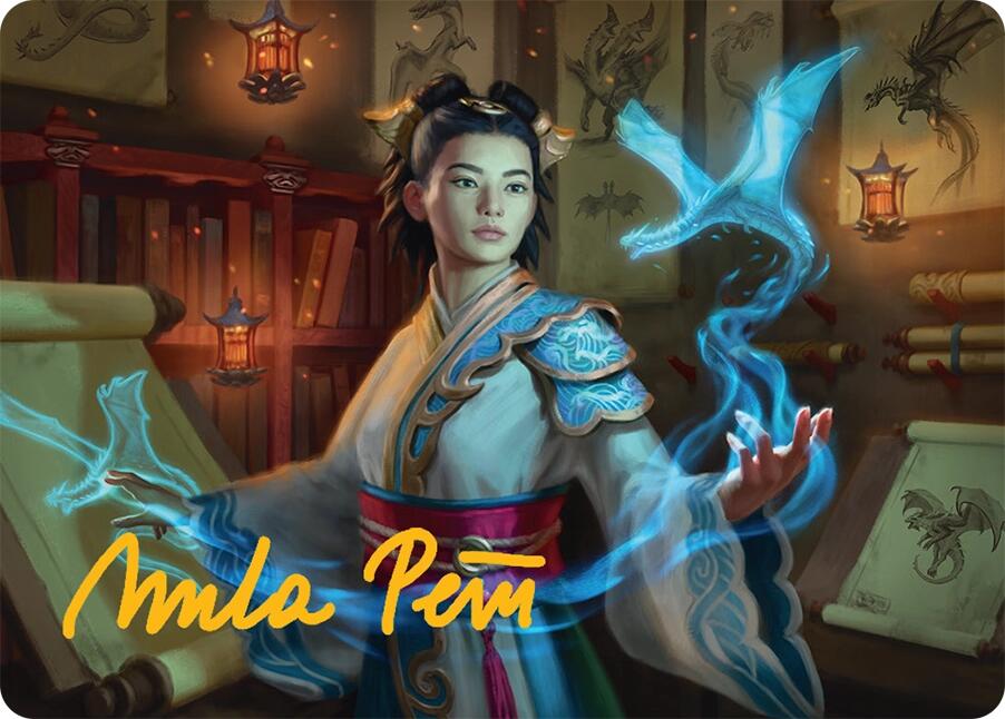 Dragonologist Art Card (6/54) (Gold-Stamped Signature) [Tarkir: Dragonstorm Art Series] | Gaming Infinity