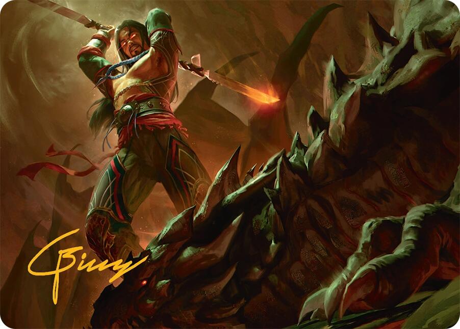 Sarkhan's Resolve Art Card (18/54) (Gold-Stamped Signature) [Tarkir: Dragonstorm Art Series] | Gaming Infinity