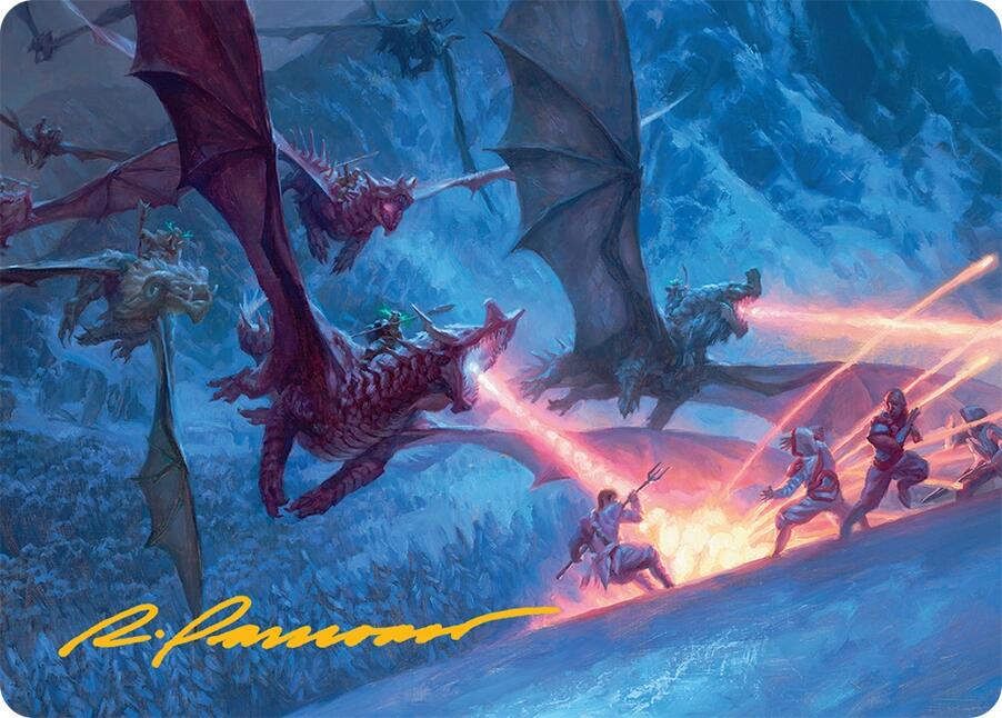 Dragonback Assault Art Card (22/54) (Gold-Stamped Signature) [Tarkir: Dragonstorm Art Series] | Gaming Infinity