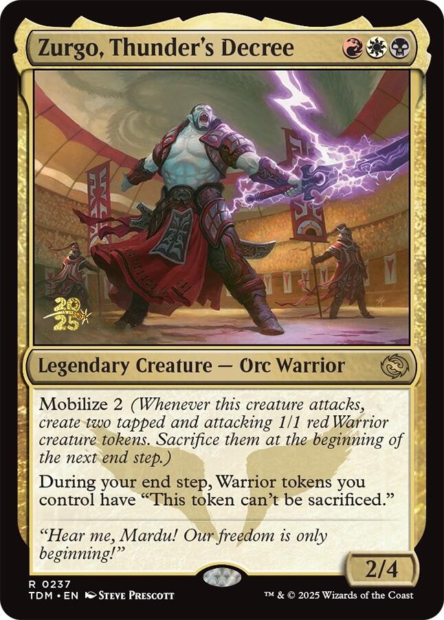 Zurgo, Thunder's Decree [Tarkir: Dragonstorm Prerelease Promos] | Gaming Infinity