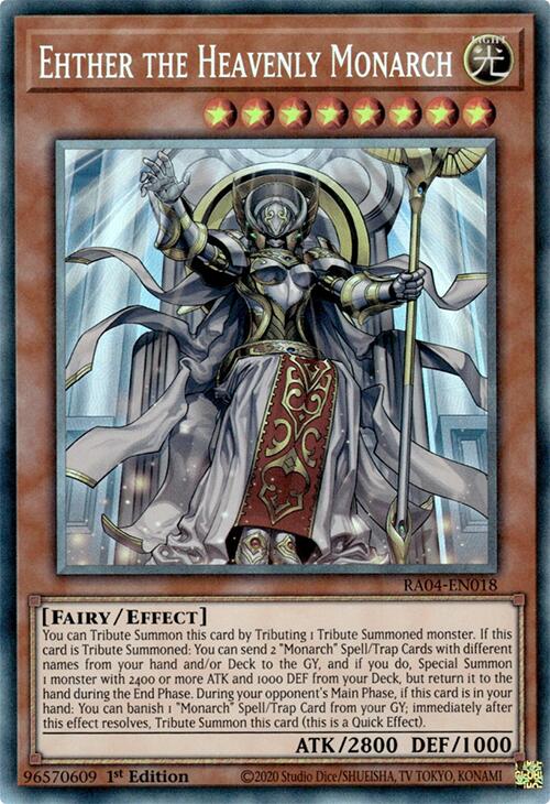 Ehther the Heavenly Monarch [RA04-EN018] Prismatic Collector's Rare | Gaming Infinity
