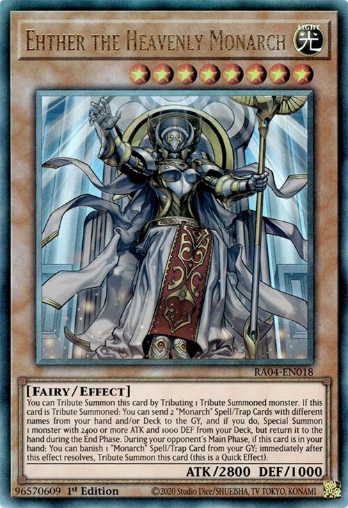 Ehther the Heavenly Monarch [RA04-EN018] Prismatic Ultimate Rare | Gaming Infinity