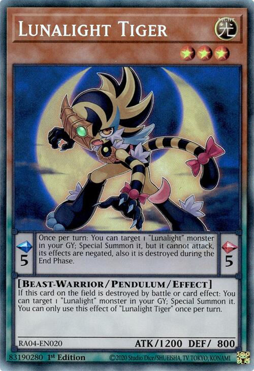 Lunalight Tiger [RA04-EN020] Prismatic Collector's Rare | Gaming Infinity