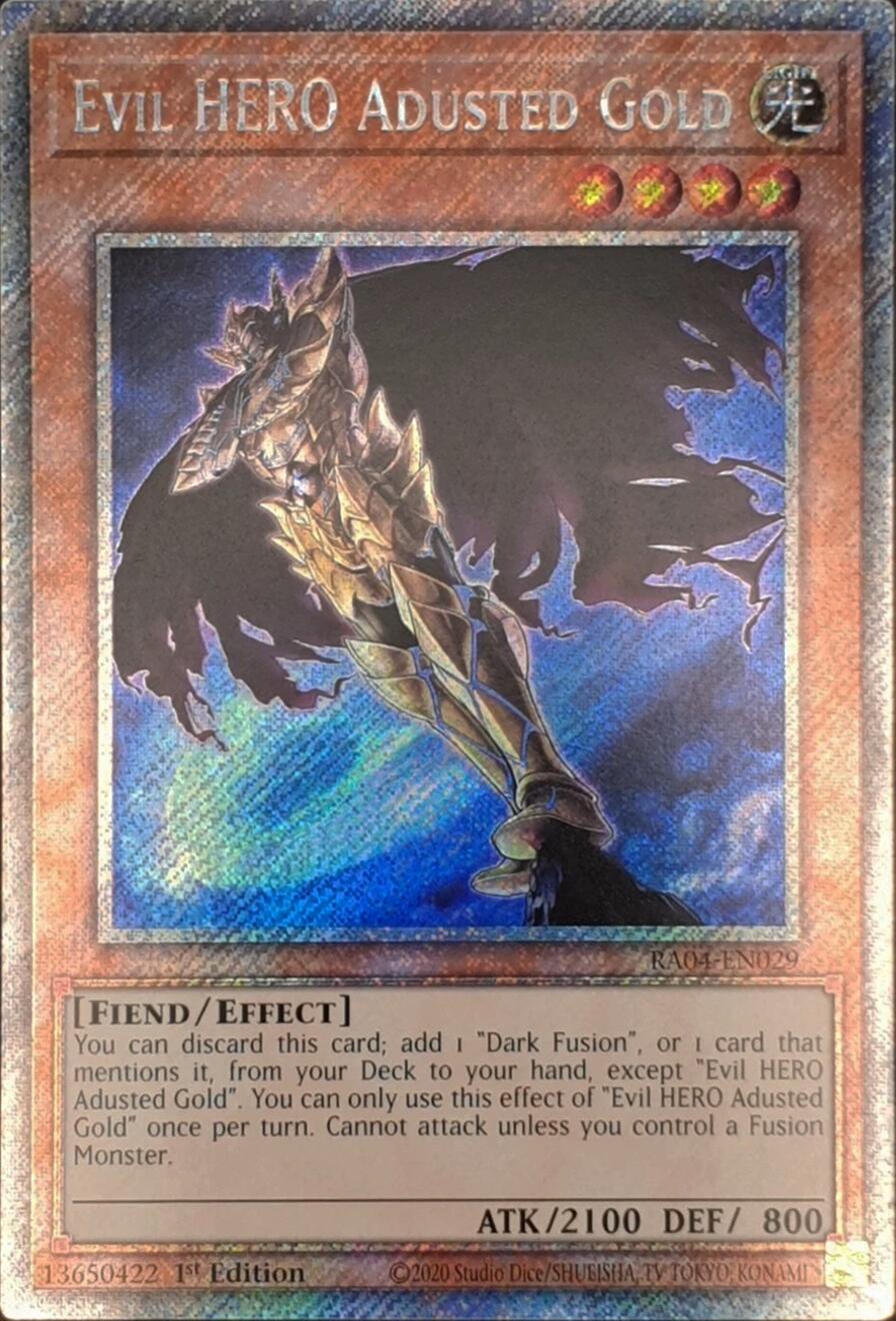 Evil HERO Adusted Gold [RA04-EN029] Platinum Secret Rare | Gaming Infinity