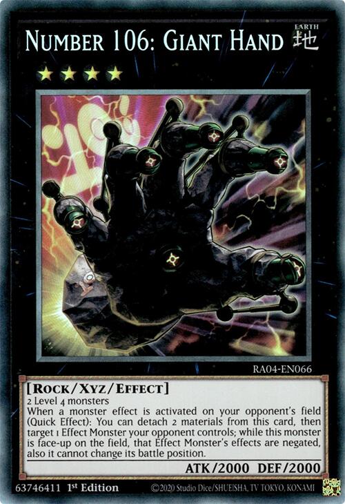 Number 106: Giant Hand [RA04-EN066] Prismatic Collector's Rare | Gaming Infinity