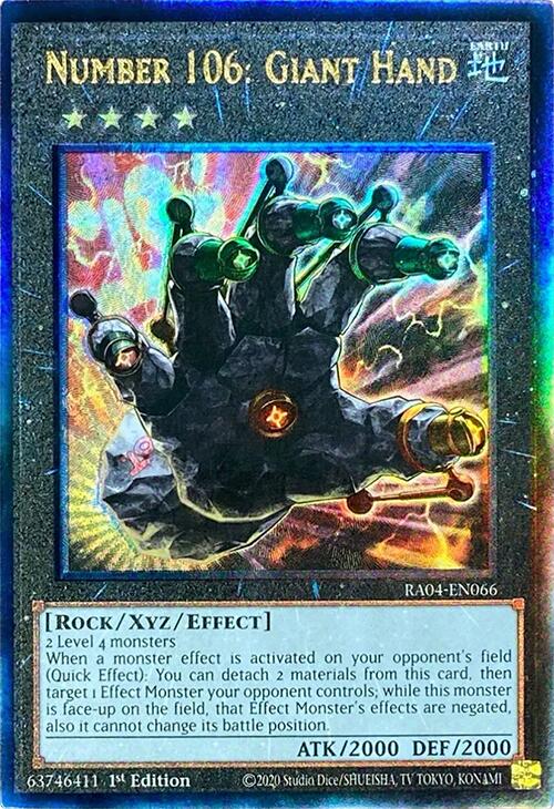 Number 106: Giant Hand [RA04-EN066] Prismatic Ultimate Rare | Gaming Infinity