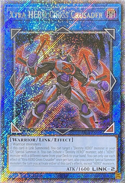 Xtra HERO Cross Crusader [RA04-EN076] Platinum Secret Rare | Gaming Infinity