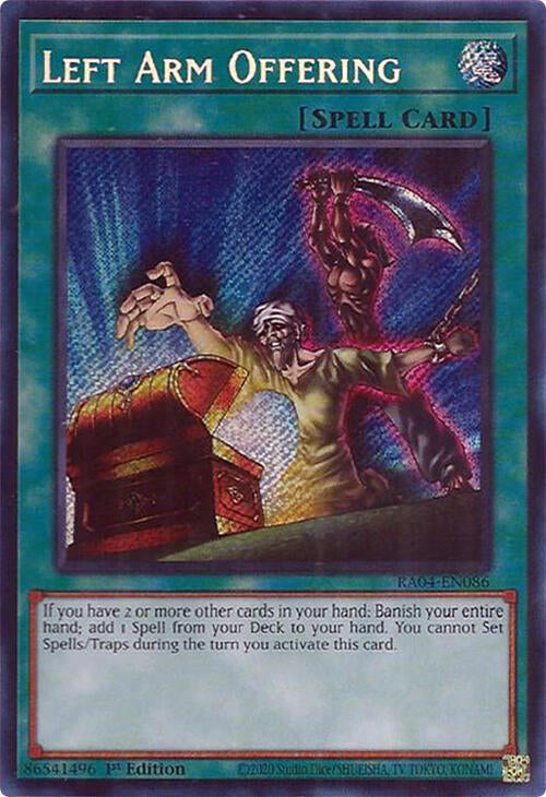 Left Arm Offering [RA04-EN086] Secret Rare | Gaming Infinity