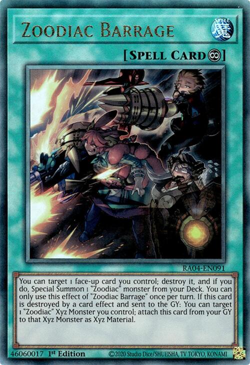Zoodiac Barrage [RA04-EN091] Prismatic Ultimate Rare | Gaming Infinity