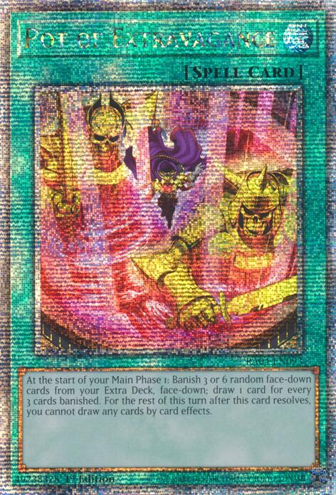 Pot of Extravagance (New Art) [RA04-EN093] Quarter Century Secret Rare | Gaming Infinity