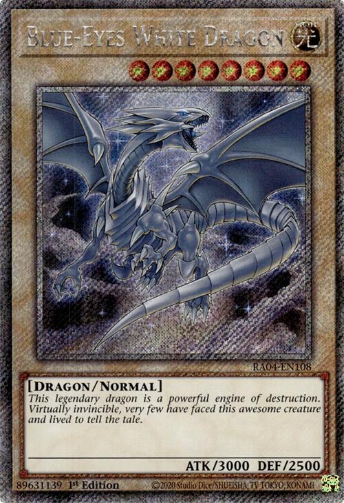 Blue-Eyes White Dragon (8th Art) [RA04-EN108] Platinum Secret Rare | Gaming Infinity