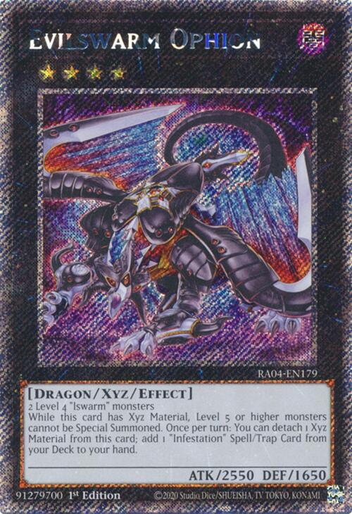 Evilswarm Ophion [RA04-EN179] Platinum Secret Rare | Gaming Infinity