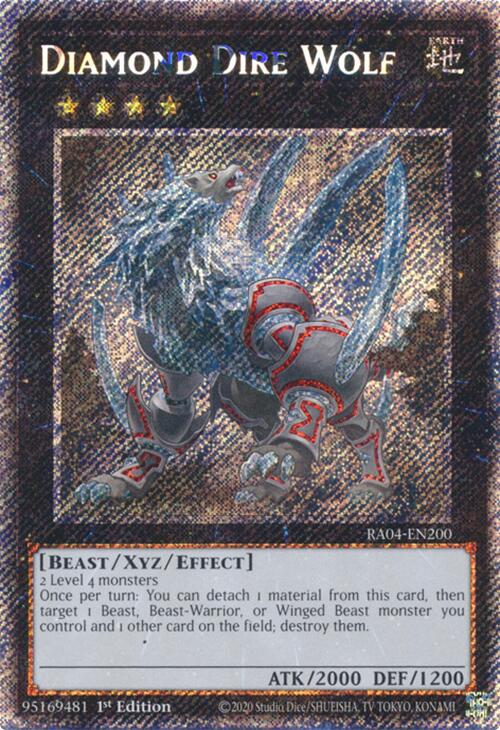 Diamond Dire Wolf [RA04-EN200] Platinum Secret Rare | Gaming Infinity